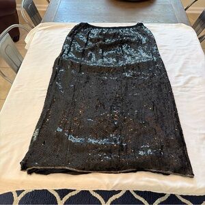 Vintage dominique 100% silk made in india sequined dressy skirt women size 18